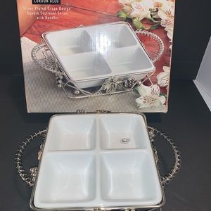 NWT Square Plate Grape Design 4 Section New
